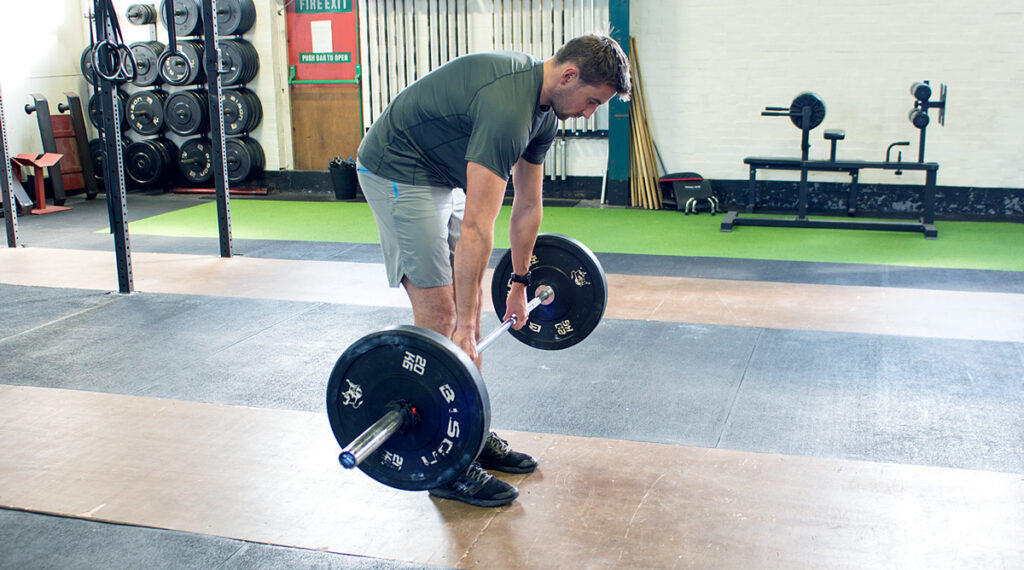 Example of poor deadlifting form for runners.