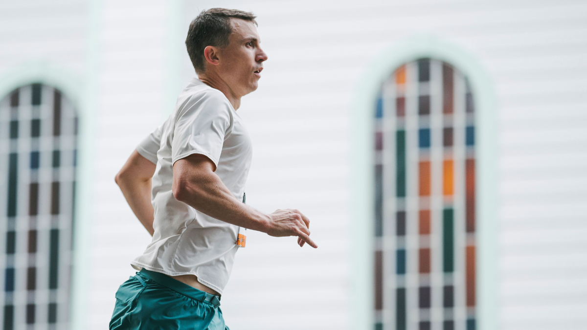 Male Athlete Runner Doing Norwegian Training Method